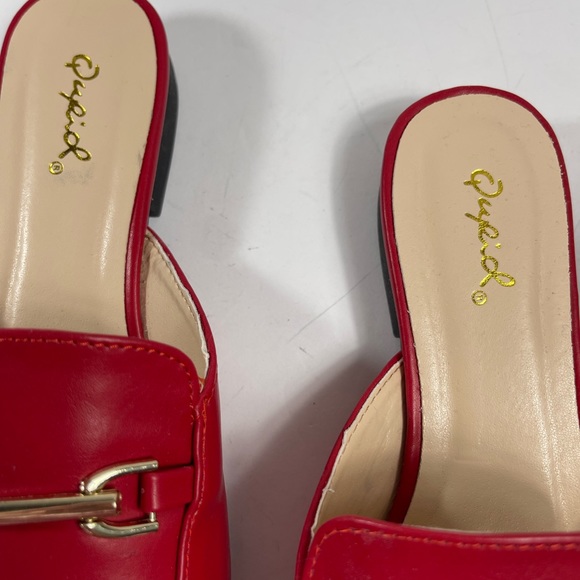 Qupid Th DJ loafer red mules - Picture 5 of 7